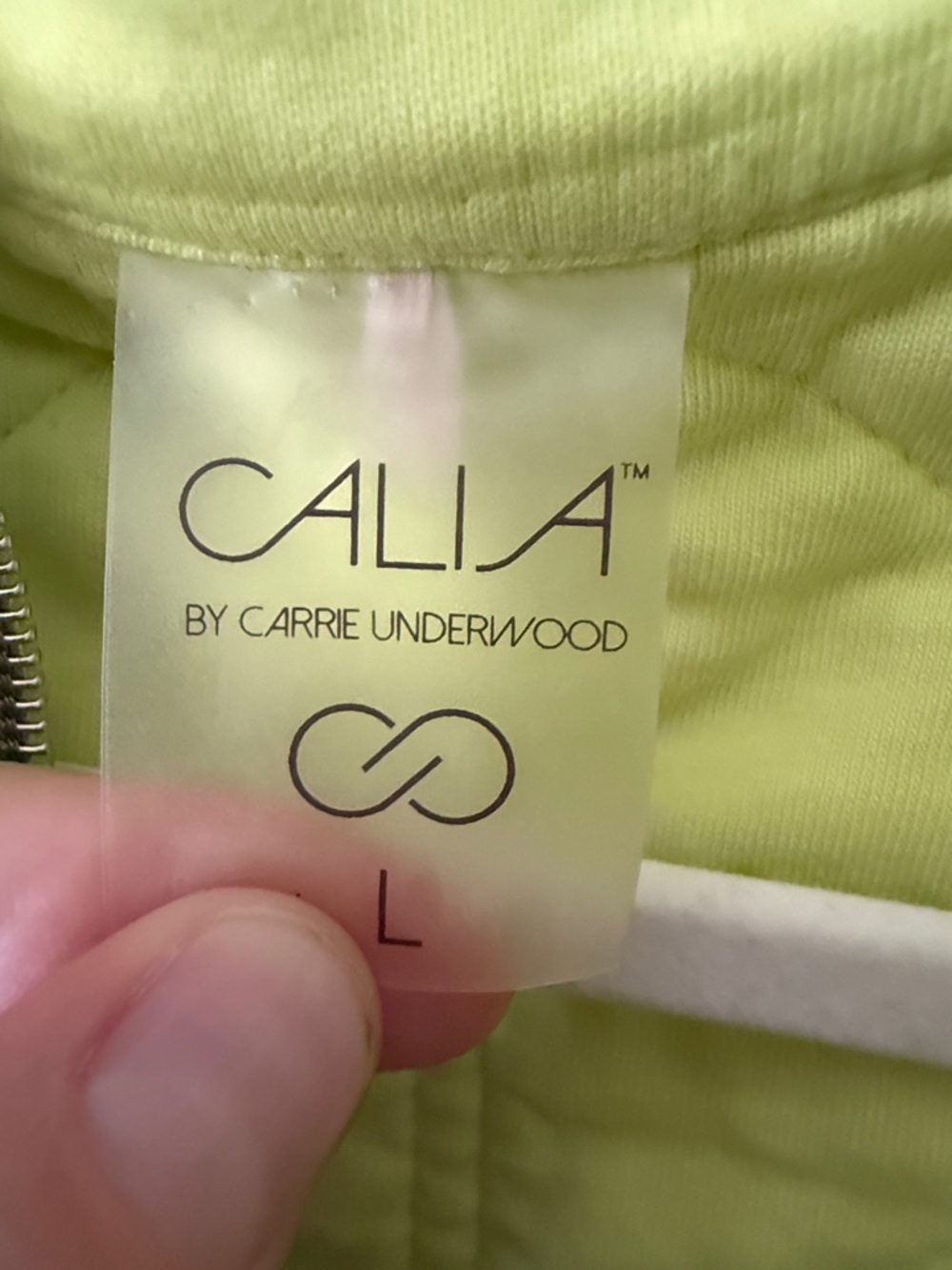 CALIA Carrie Underwood Quilted Jacket Lime Green Zip Pockets Women L - Picture 4 of 6